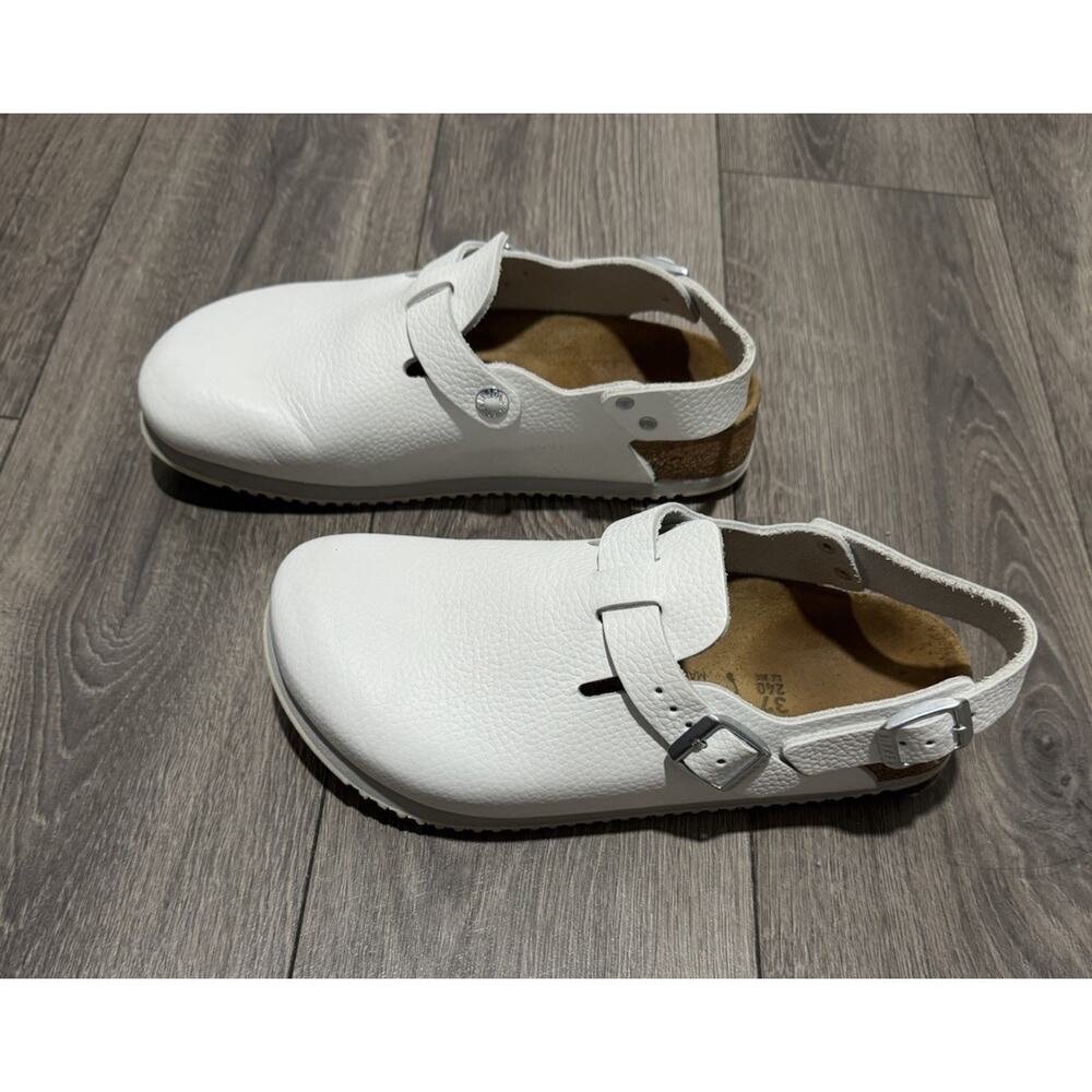 Birkenstock Boston Super Grip White Natural Leather Reg 39 US Ladies 8 Mens 6 - Picture 2 of 7